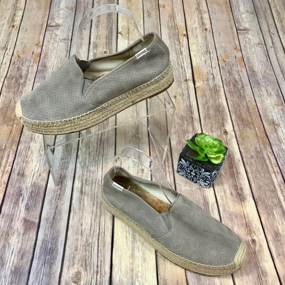 Soludos Leather Malibu Platform Gray Espadrille - Picture 2 of 8